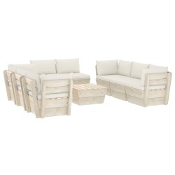 vidaXL Muebles de jardín de palets 9 piezas y cojines madera de abeto  