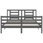vidaXL Estructura de cama con cabecero madera maciza gris 160x200 cm