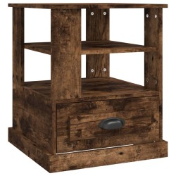 vidaXL Mesa auxiliar madera contrachapada roble ahumado 50x50x60 cm