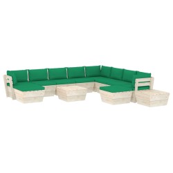 vidaXL Muebles de jardín de palets 12 pzas y cojines madera de abeto  