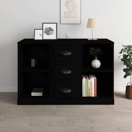 vidaXL Aparador de madera contrachapada negro 104,5x35,5x67,5 cm
