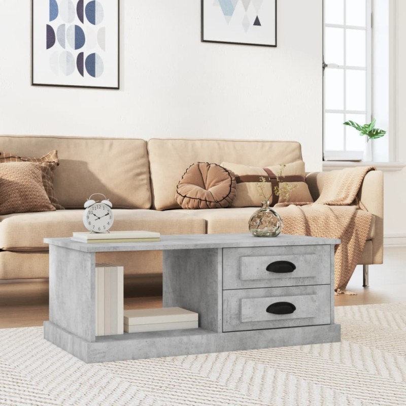 vidaXL Mesa de centro madera contrachapada gris hormigón 90x50x35 cm vidaXL Mesa de centro madera contrachapada gris hormigón 90x50x35 cm