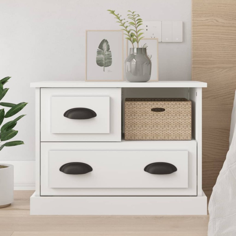vidaXL Mesita de noche blanco 60x39x45 cm vidaXL Mesita de noche blanco 60x39x45 cm