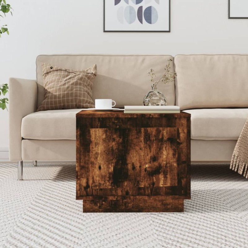 vidaXL Mesa de centro madera contrachapada roble ahumado 51x50x44 cm vidaXL Mesa de centro madera contrachapada roble ahumado 51x50x44 cm