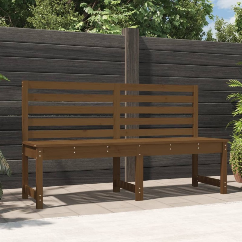 vidaXL Banco de jardín madera maciza pino marrón miel 157,5 cm vidaXL Banco de jardín madera maciza pino marrón miel 157,5 cm