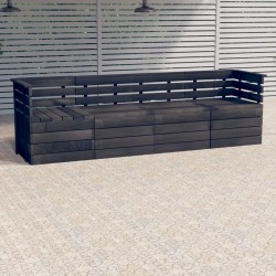 vidaXL Sofá de palés de jardín 4 plazas madera maciza pino gris oscuro