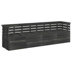 vidaXL Sofá de palés de jardín 4 plazas madera maciza pino gris oscuro