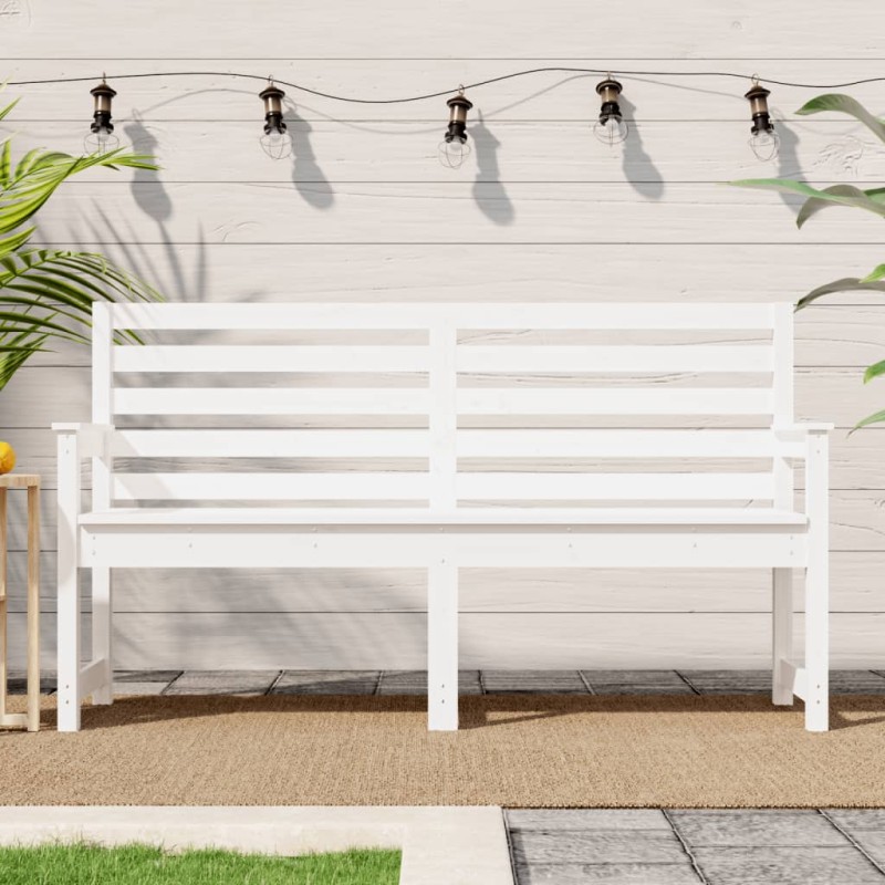 vidaXL Banco de jardín madera maciza pino blanco 159,5x48x91,5 cm vidaXL Banco de jardín madera maciza pino blanco 159,5x48x91,5 cm
