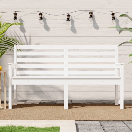 vidaXL Banco de jardín madera maciza pino blanco 159,5x48x91,5 cm
