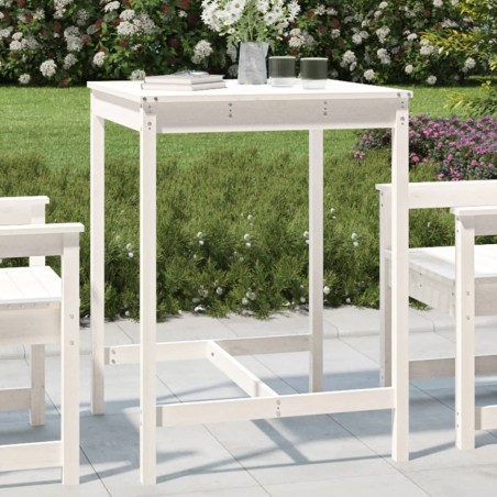 vidaXL Mesa de jardín madera maciza pino blanco 82,5x82,5x110 cm