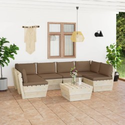 vidaXL Muebles de jardín de palets 7 piezas y cojines madera de abeto 
