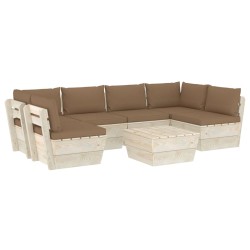 vidaXL Muebles de jardín de palets 7 piezas y cojines madera de abeto 