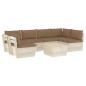 vidaXL Muebles de jardín de palets 7 piezas y cojines madera de abeto 