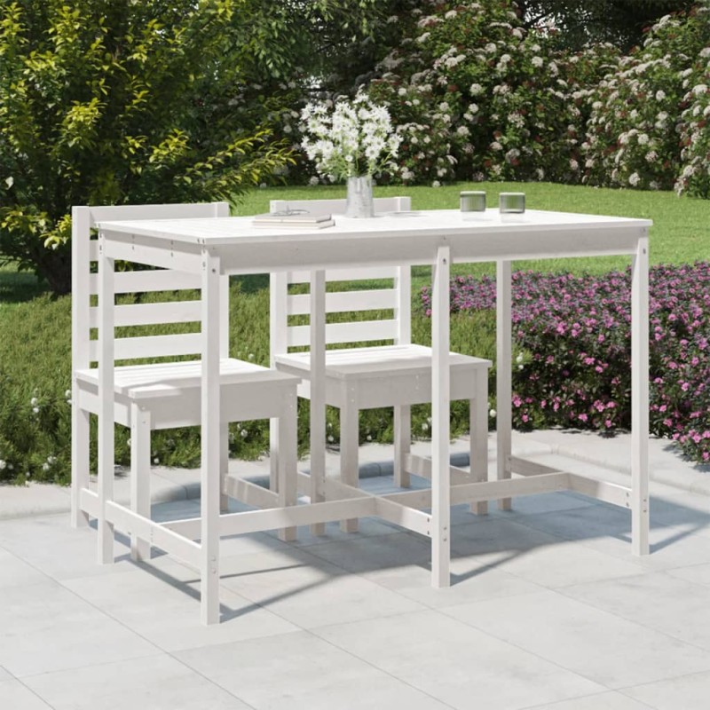 vidaXL Mesa de jardín madera maciza pino blanco 159,5x82,5x110 cm
