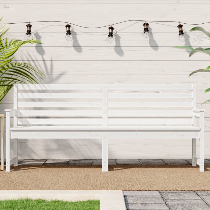 vidaXL Banco de jardín madera maciza pino blanco 203,5x48x91,5 cm
