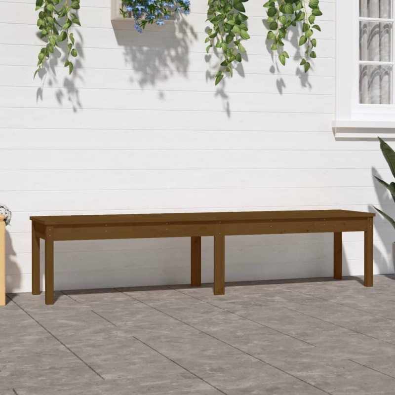 vidaXL Banco de jardín madera maciza pino marrón miel 203,5x44x45 cm vidaXL Banco de jardín madera maciza pino marrón miel 203,5x44x45 cm