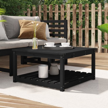 vidaXL Mesa de jardín madera maciza pino negro 82,5x82,5x45 cm