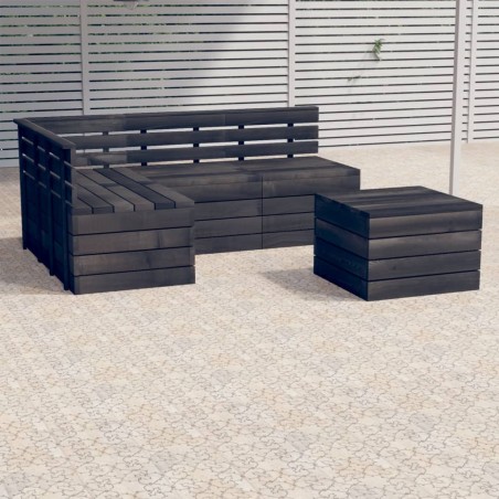 vidaXL Muebles palets de jardín 5 pzas madera maciza pino gris oscuro
