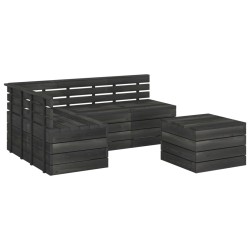 vidaXL Muebles palets de jardín 5 pzas madera maciza pino gris oscuro