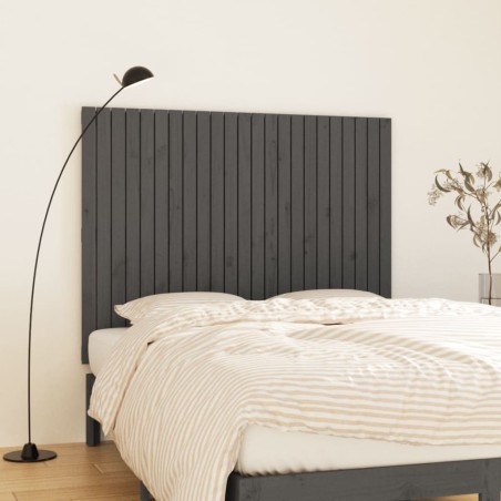 vidaXL Cabecero de cama de pared madera maciza pino gris 146,5x3x110cm