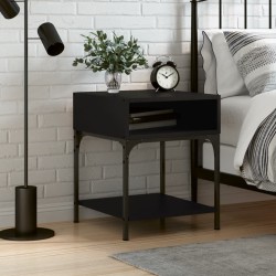 vidaXL Mesita de noche madera de ingeniería negro 40x41x50 cm