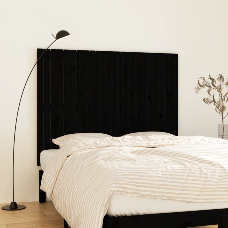 vidaXL Cabecero de cama pared madera maciza pino negro 146,5x3x110 cm vidaXL Cabecero de cama pared madera maciza pino negro 146,5x3x110 cm