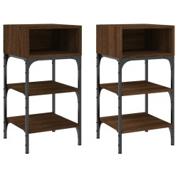 vidaXL Mesita noche 2 uds madera ingeniería marrón roble 35x34,5x70 cm