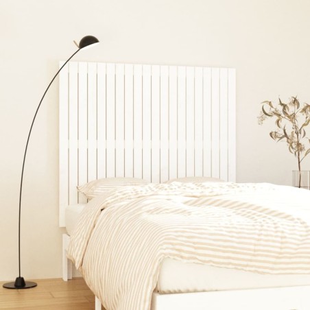 vidaXL Cabecero de cama pared madera maciza pino blanco 127,5x3x110 cm