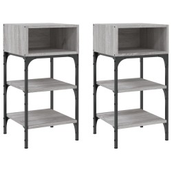 vidaXL Mesitas noche 2 uds madera ingeniería gris Sonoma 35x34,5x70 cm