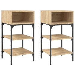 vidaXL Mesita noche 2 uds madera ingeniería roble Sonoma 35x34,5x70 cm