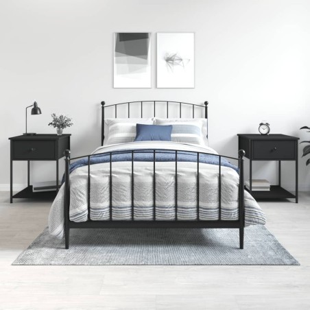 vidaXL Mesitas de noche 2 uds madera de ingeniería negro 44x45x58 cm
