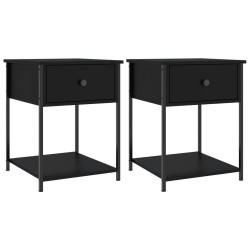 vidaXL Mesitas de noche 2 uds madera de ingeniería negro 44x45x58 cm