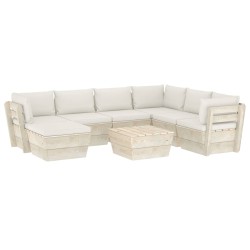vidaXL Muebles de jardín de palets 8 piezas y cojines madera de abeto  