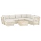 vidaXL Muebles de jardín de palets 8 piezas y cojines madera de abeto  