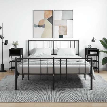vidaXL Mesitas de noche 2 uds madera de ingeniería negro 35x34,5x70 cm