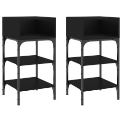 vidaXL Mesitas de noche 2 uds madera de ingeniería negro 35x34,5x70 cm