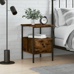 vidaXL Mesita de noche madera de ingeniería roble ahumado 34x36x50 cm