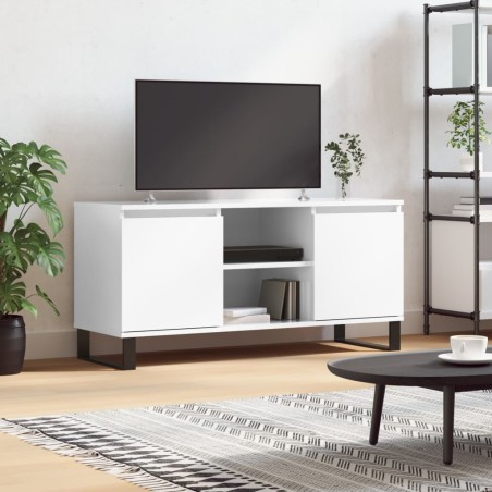 vidaXL Mueble de TV madera de ingeniería blanco brillo 104x35x50 cm