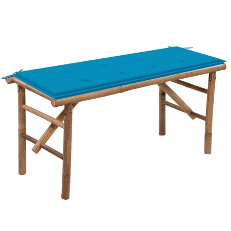 vidaXL Banco de jardín plegable con cojín bambú 118 cm