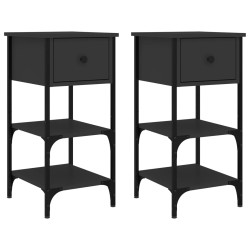 vidaXL Mesitas de noche 2 uds madera de ingeniería negro 34x36x70 cm