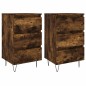 vidaXL Mesitas noche 2 uds madera ingeniería roble ahumado 40x35x69 cm vidaXL Mesitas noche 2 uds madera ingeniería roble ahumado 40x35x69 cm