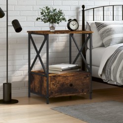 vidaXL Mesita de noche madera de ingeniería roble ahumado 50x41x65 cm