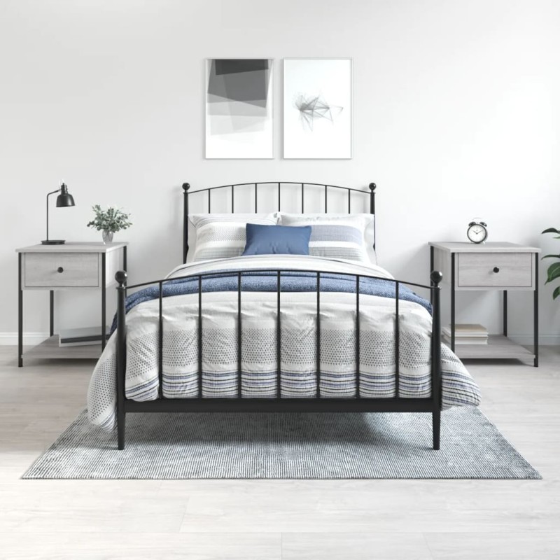 vidaXL Mesita de noche 2 uds madera ingeniería gris Sonoma 44x45x58 cm vidaXL Mesita de noche 2 uds madera ingeniería gris Sonoma 44x45x58 cm