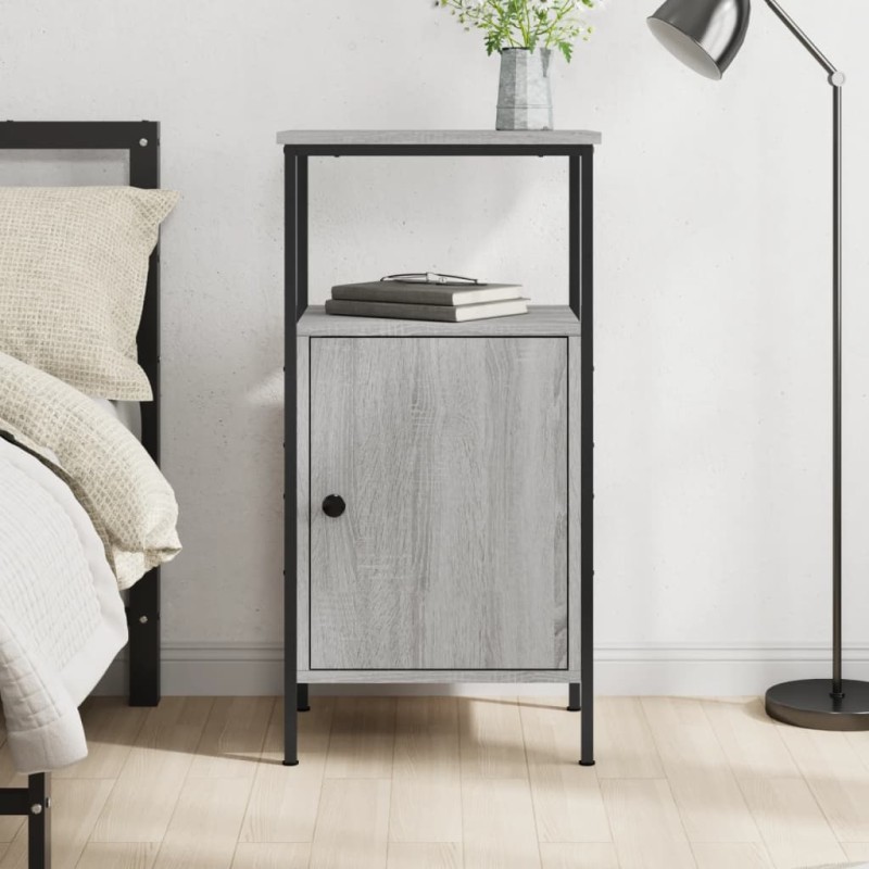 vidaXL Mesita de noche madera de ingeniería gris Sonoma 41x31x80 cm vidaXL Mesita de noche madera de ingeniería gris Sonoma 41x31x80 cm