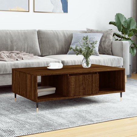 vidaXL Mesa de centro madera de ingeniería roble marrón 104x60x35 cm