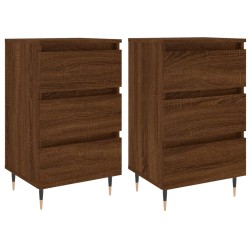 vidaXL Mesitas noche 2 uds madera ingeniería marrón roble 40x35x69 cm