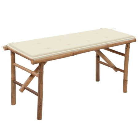 vidaXL Banco de jardín plegable con cojín bambú 118 cm
