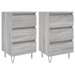 vidaXL Mesita de noche 2 uds madera ingeniería gris Sonoma 40x35x69 cm