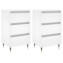 vidaXL Mesitas de noche 2 uds madera de ingeniería blanco 40x35x69 cm