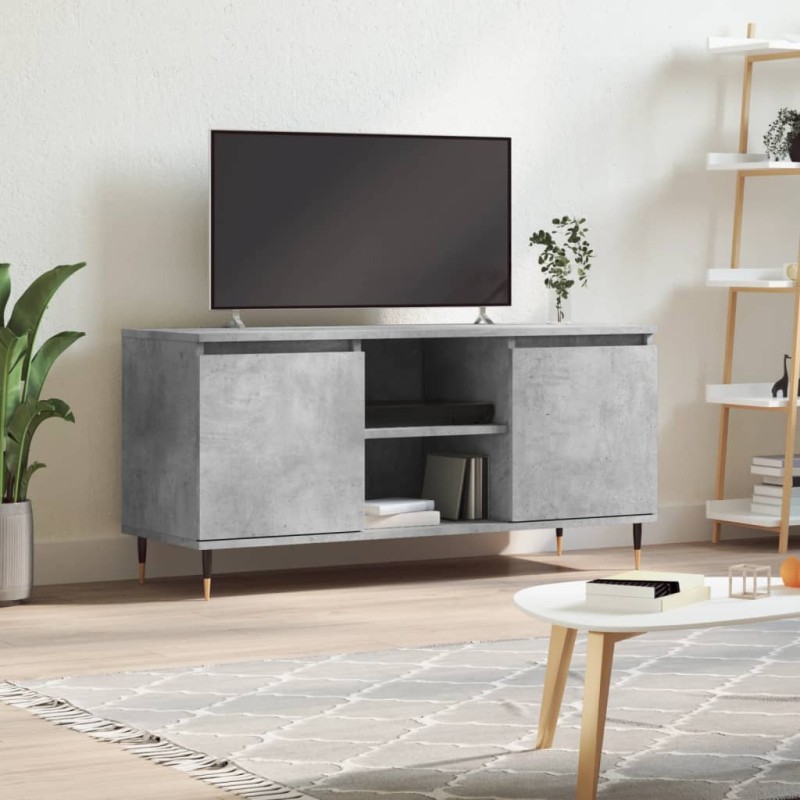 vidaXL Mueble de TV madera de ingeniería gris hormigón 104x35x50 cm vidaXL Mueble de TV madera de ingeniería gris hormigón 104x35x50 cm